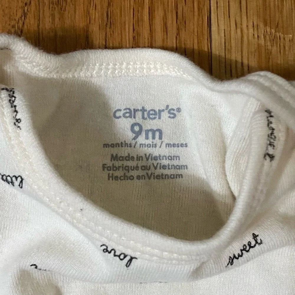 Carter’s Baby Girls 9M White Graphic Top Shirt Long Sleeve Outfit 9 Months